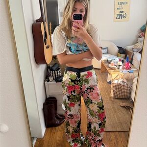 Floral Wide Leg Women's Pants
